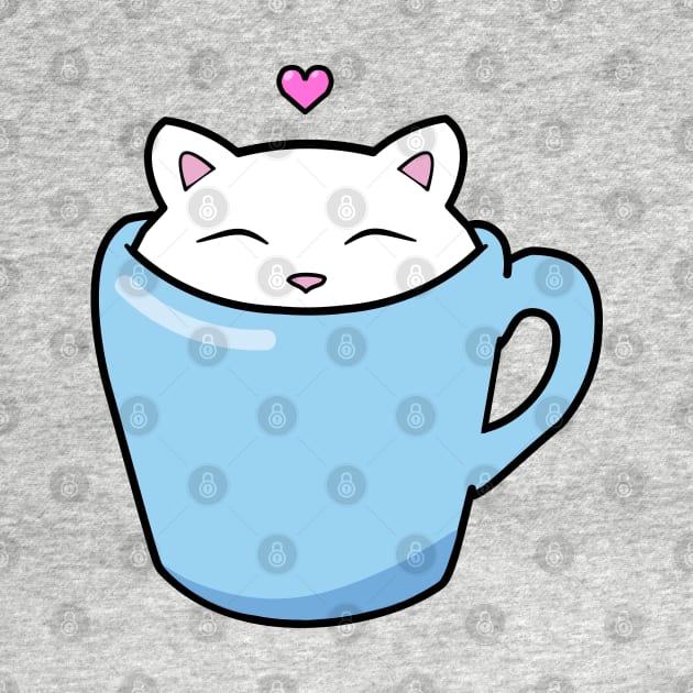 Cute cat in a blue cup by Purrfect